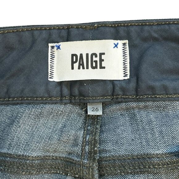 Paige Hidden Hills Straight Jeans Anthropologie Dark Blue Wash Denim Size 26 - Picture 8 of 13